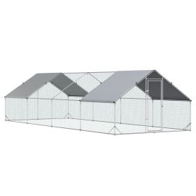 PawHut 10' x 26' x 6.5' Large Metal Chicken Coop with Run, Walk-in Poultry Cage Hen Playpen House with Cover & Lockable Door for Farm Backyard, S