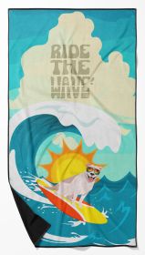 NEW Surfer Dog White Tan Pit Bull Terrier Premium Beach Towel Oversized Towel Beach Blanket, Pool, Beach Essentials, Yoga, Premium Bath Towel