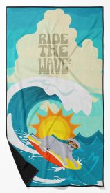 Surfer Dog Silver Fox Labrador Retriever Premium Beach Towel Oversized Towel Beach Blanket, Pool, Beach Essentials, Yoga, Premium Bath Towel