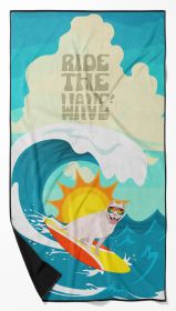 NEW Surfer Dog White Pit Bull Terrier Premium Beach Towel Oversized Towel Beach Blanket, Pool, Beach Essentials, Yoga, Premium Bath Towel