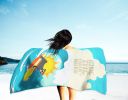 Surfer Dog Black Pug Premium Beach Towel Oversized Towel Beach Blanket, Pool, Beach Essentials, Yoga, Premium Bath Towel, Quick Dry Plush