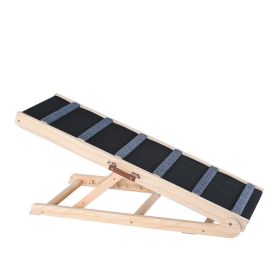 Dog Ramp, Folding Pet Ramp for Bed, Adjustable Dog Ramp for Small, Large, Old Dogs & Cats, Wooden Pet Ramp with 41.3" Long Ramp, Adjustable from 13.77