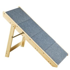 Wooden Pet Steps and Ramp Combo, 2-in-1 Design, Foldable Access for Beds, Sofas, and Vehicles, 4-Step Structure for Pets of Small to Large Size, Suppo