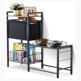 Pet Feeding Station with Storage, Elevated Dog Bowls, Raised Dog Bowl Stand, Dog Food Storage and Feeder Station with Storage Shelves, Pet Toy Storage