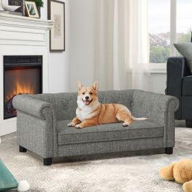 Elegant rectangular pet bed for small and medium-sized dogs, durable elevated dog sofa bed, comfortable dog sofa, modern and fashionable linen fabric