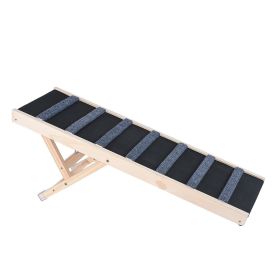 Dog Ramp, Folding Pet Ramp for Bed, Adjustable Dog Ramp for Small, Large, Old Dogs & Cats, Wooden Pet Ramp with 39.3" Long Ramp, Adjustable from 15" t