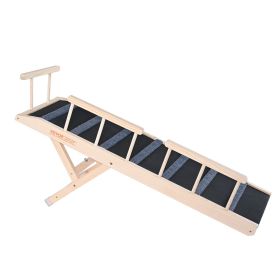 Dog Ramp, Folding Pet Ramp for Bed, Adjustable Dog Ramp for Small, Large, Old Dogs & Cats, Wooden Pet Ramp with 47.2" Long Ramp, Adjustable from 13.8"