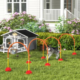 4 Piece Dog Agility Course Backyard Set , Carry Bag (Color: Orange)