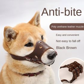 Dog mouth mask; anti-barking; anti-bite; dog mouth cover; puppy medium and large dogs; small dog masks; teddy golden retriever barker (colour: Brown mouthpiece, size: XS)