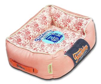 Touchdog Floral-Galore Vintage printed Ultra-Plush Rectangular Designer Dog Bed (size: medium)