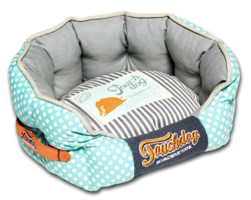 Touchdog Polka-Striped Polo Rounded Fashion Dog Bed (size: medium)